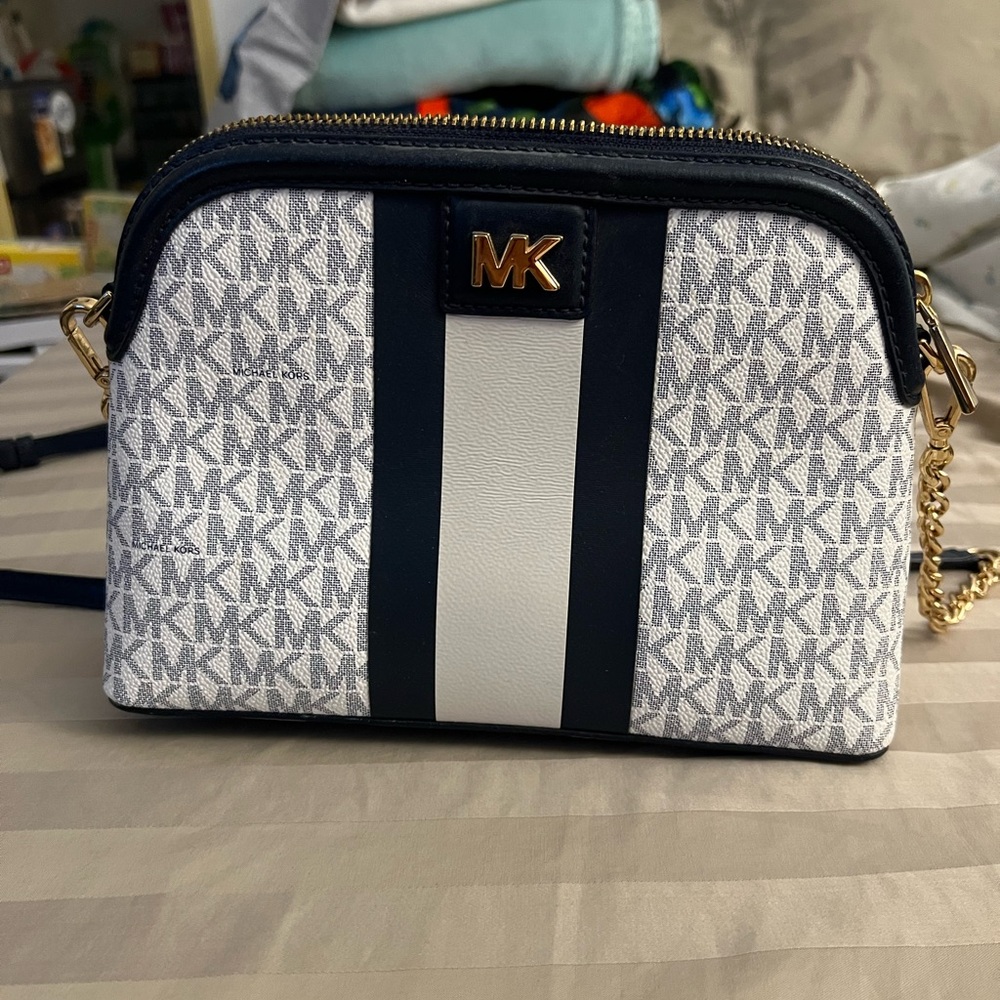 Michael Kors Blue and White Crossbody Bag
